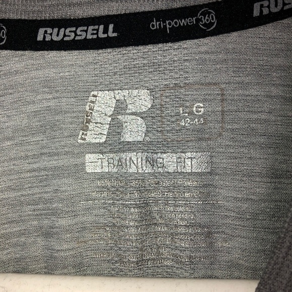 Russell dri-power 360 size large training fit gray short sleeve tee shirt - Picture 7 of 11